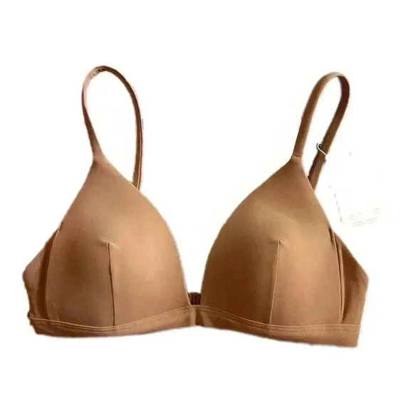 Lululemon Lightly Padded Triangle Bra Swim Top Adjustable Straps Beige Size 2 - Picture 1 of 7